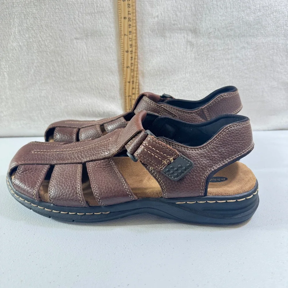 Dr Scholls Gaston Mens Brown Leather Fisherman Sandals Memory Foam‎ 11M